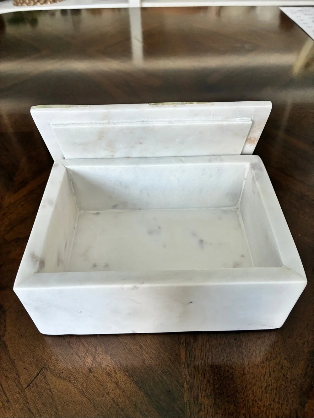 Green Onyx Inlay and White Marble Decorative Trinket Box